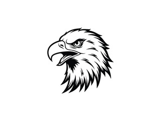 Fierce Bald Eagle Mascot Logo Vector Aggressive Animal Head Emblem for Sports, Esports, Tattoo, Team Branding, Monochrome Line Art Design

