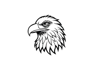 Fierce Bald Eagle Mascot Logo Vector Aggressive Animal Head Emblem for Sports, Esports, Tattoo, Team Branding, Monochrome Line Art Design

