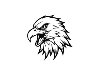 Fierce Bald Eagle Mascot Logo Vector Aggressive Animal Head Emblem for Sports, Esports, Tattoo, Team Branding, Monochrome Line Art Design

