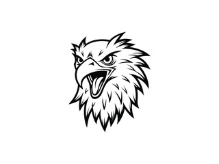 Fierce Bald Eagle Mascot Logo Vector Aggressive Animal Head Emblem for Sports, Esports, Tattoo, Team Branding, Monochrome Line Art Design

