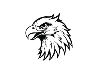 Fototapeta premium Fierce Bald Eagle Mascot Logo Vector Aggressive Animal Head Emblem for Sports, Esports, Tattoo, Team Branding, Monochrome Line Art Design