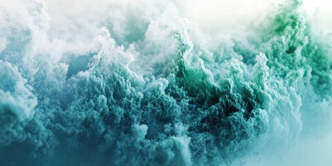 Colorful green and blue smoke explosion on a white background,