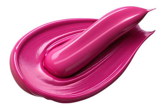 Glossy pink lipstick smear stroke with texture isolated on transparent background silhouette