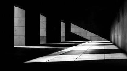 Fototapeta premium Abstract monochrome architectural passageway