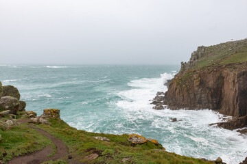 Landscape photo of the cliffs at Lands End in Cornwall