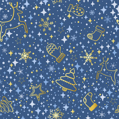 Gold and Ice Christmas Seamless Pattern