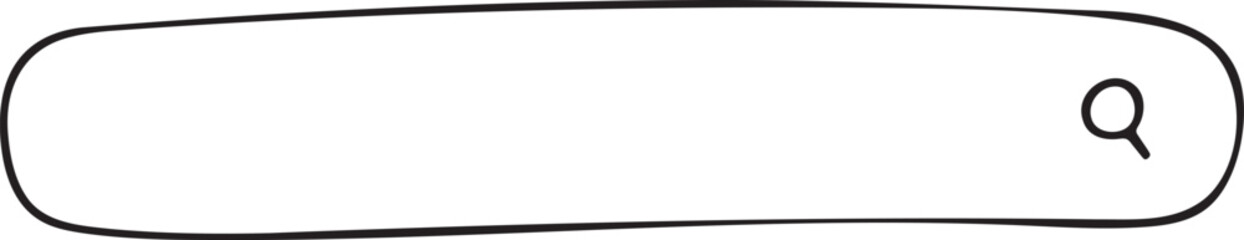 Minimalist hand-drawn search bar icon, transparent vector icon symbol