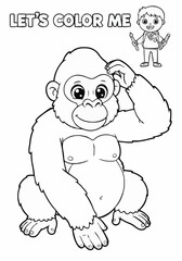 Children's coloring pictures of a gorilla