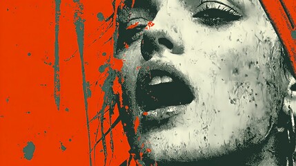 Abstract portrait of a sensual woman with paint splashes