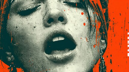Abstract portrait of a sensual woman with paint splashes