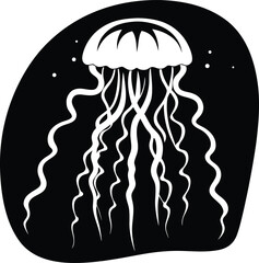 Jellyfish sea animal silhouette