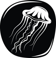 Jellyfish sea animal silhouette