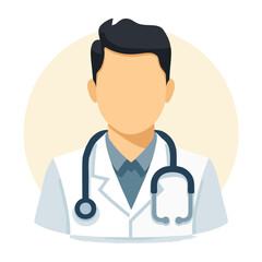 Fototapeta premium Professional physician in uniform with a stethoscope, symbolizing medical care and health in a hospital setting