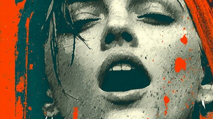 Abstract portrait of a sensual woman with paint splashes
