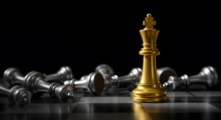Golden King Triumphant: Chess Victory on Dark Board