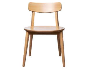 Elegant wooden chair with a curved backrest and round seat showcases modern Scandinavian furniture design.