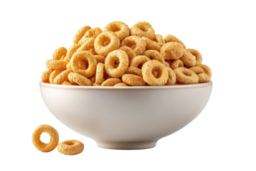 PNG Bowl of crunchy breakfast cereal isolated on white background