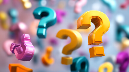 Uncertain Future Colorful Question Marks Floating in Space