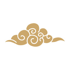 Hand drawn cloud japanese pattern vector. Oriental decoration in vintage style