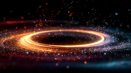 Glowing Cosmic Ring Abstract Space Art with Vibrant Particles and Nebula