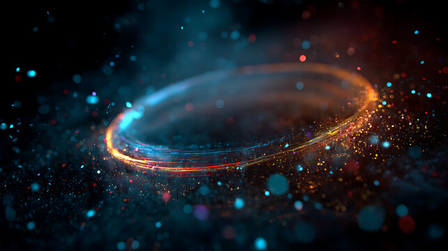 Abstract Cosmic Ring Glowing Nebula and Stardust Particles