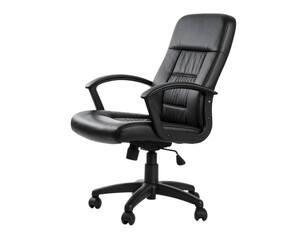 Executive Swivel Office Chair with Padded Arms – Side View – Transparent Background PNG