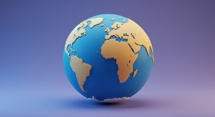 Low Poly Earth Globe Rendered in 3D