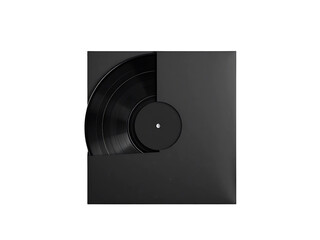 Obraz premium Top View Black Vinyl Record in Sleeve - Music Industry Branding - Album Artwork Presentation Isolated transparent background 
