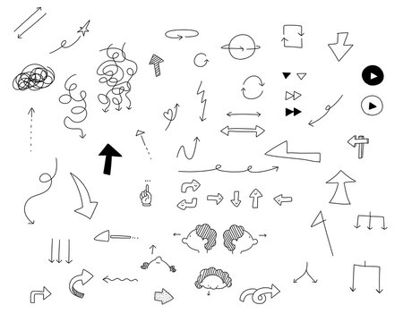 手描きのかわいい矢印セット