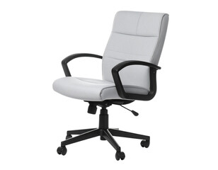 Executive Swivel Office Chair with Padded Arms – Side View – Transparent Background PNG