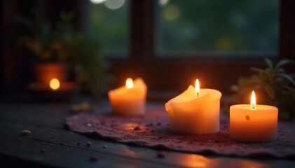 Serene Candlelight Illuminates a Tranquil Space Peaceful Atmosphere for Meditation and Spiritual Reflection