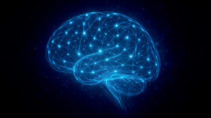 Glowing Blue Neural Network Brain Structure Interconnected image