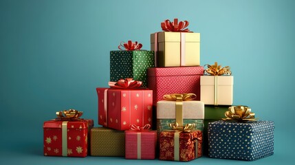 realistic stack of gifts