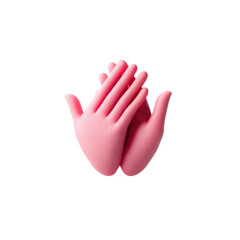 Obraz premium Two pink textured gloves overlapping each other, designed for hand protection during cleaning or household tasks.