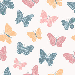 Fototapeta premium Butterfly Pattern – Hand Drawn Vector Illustration