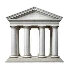 A classical stone structure featuring five fluted columns supporting a triangular pediment on a stepped base.