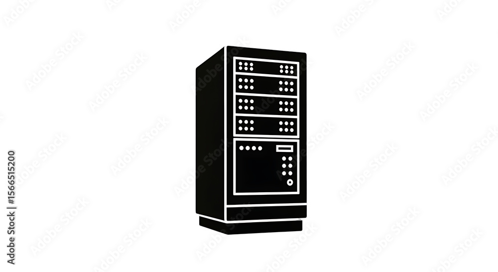Fototapete server rack icon vector illustration for a data center, network hosting, and cloud computing. minima