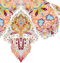 stock photo geometry floral damask ethnic pattern, ethnic flower design 