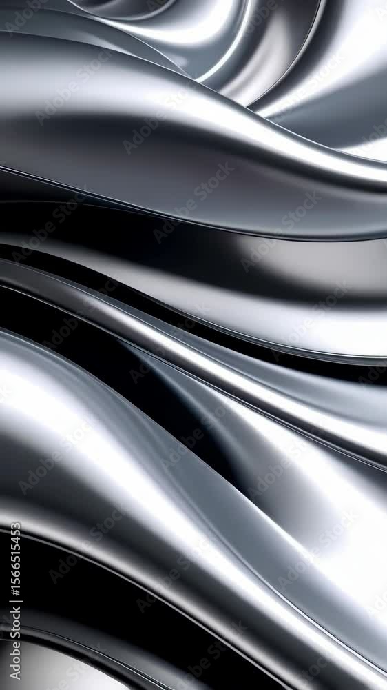 Aufkleber abstract chrome waves create a sleek, flowing metallic surface with smooth lines and liquid metal ap