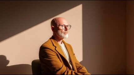 A man, exhibiting a contemplative expression in a sunlit setting.