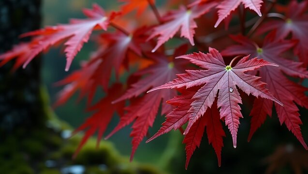 Japanese Maple Tree Leaves Background