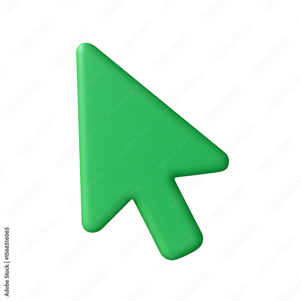 Aufkleber bright green 3d computer mouse pointer cursor arrow isolated on transparent background