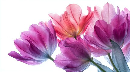 Naklejka premium Vibrant tulips in various shades of pink and purple.