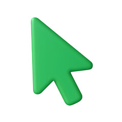 Bright green 3d computer mouse pointer cursor arrow isolated on transparent background