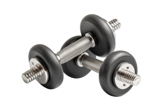 PNG Pair of steel dumbbells on black background for fitness and weightlifting
