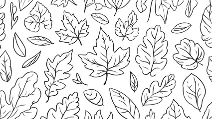 Fototapeta premium Autumn leaf pattern black and white leaves nature