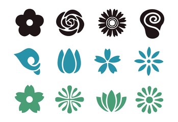 Collection of vector flower icons