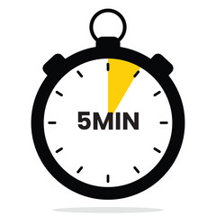 5‑Minute Timer Icon – Flat Vector Stopwatch
