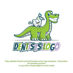 Fully editable Playful and kid friendly vector logo template or illustration for Dentistis practice or any other related digital or print media