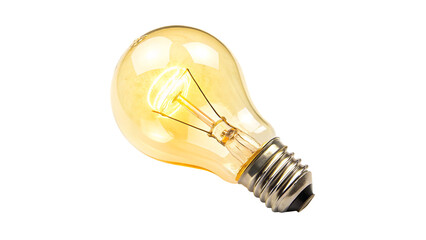 vibrant glowing yellow light bulb isolated on transparent background